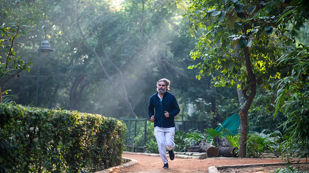 man running in park