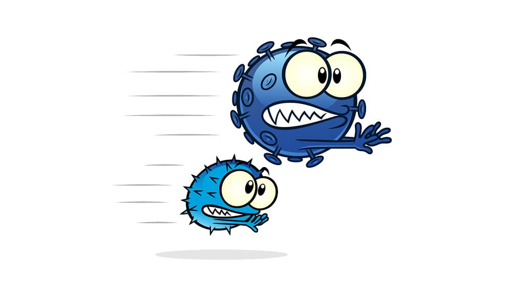 Cartoon image of flu virus