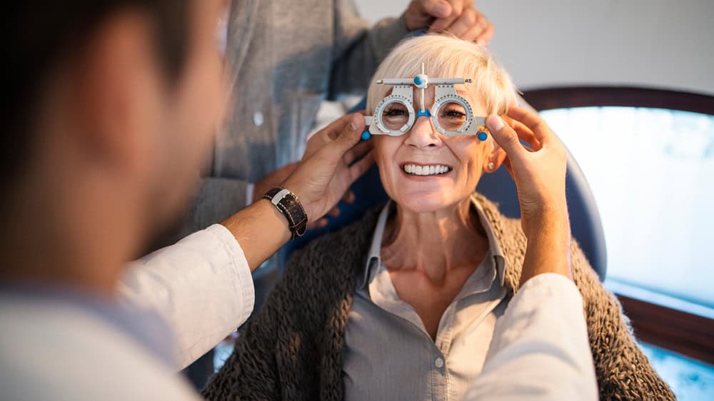 Woman having her eyes checked