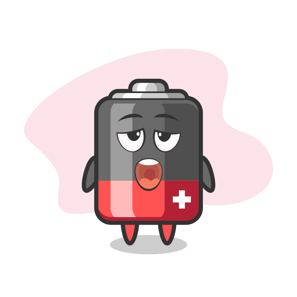 Illustration of a battery losing energy