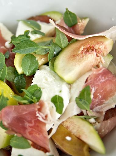 Fig Mozzarella and ham salad