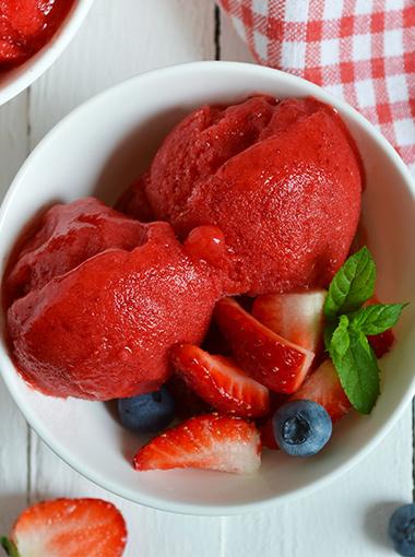 Raspberry Sorbet with berries