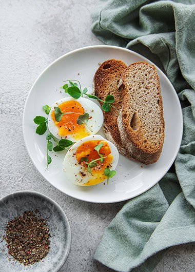 Eggs and toast on plate