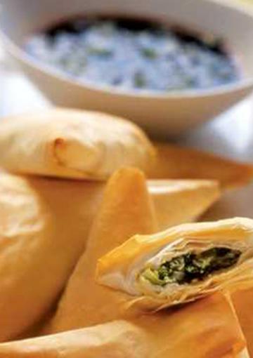 Asian filo pastries filled with herbs and ricotta