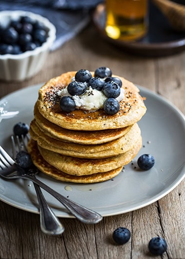 Banana oat pancakes on plate