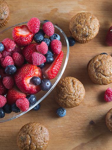 Berry Muffins with mixed berries in a bowl