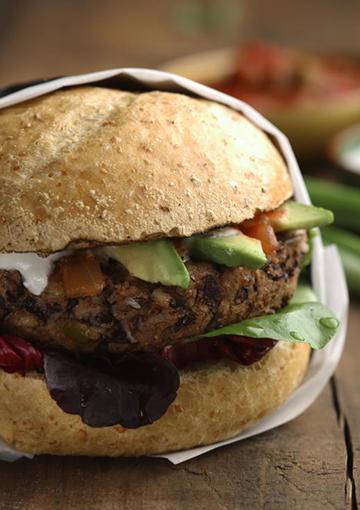 Black Bean Burger with whole grain bun