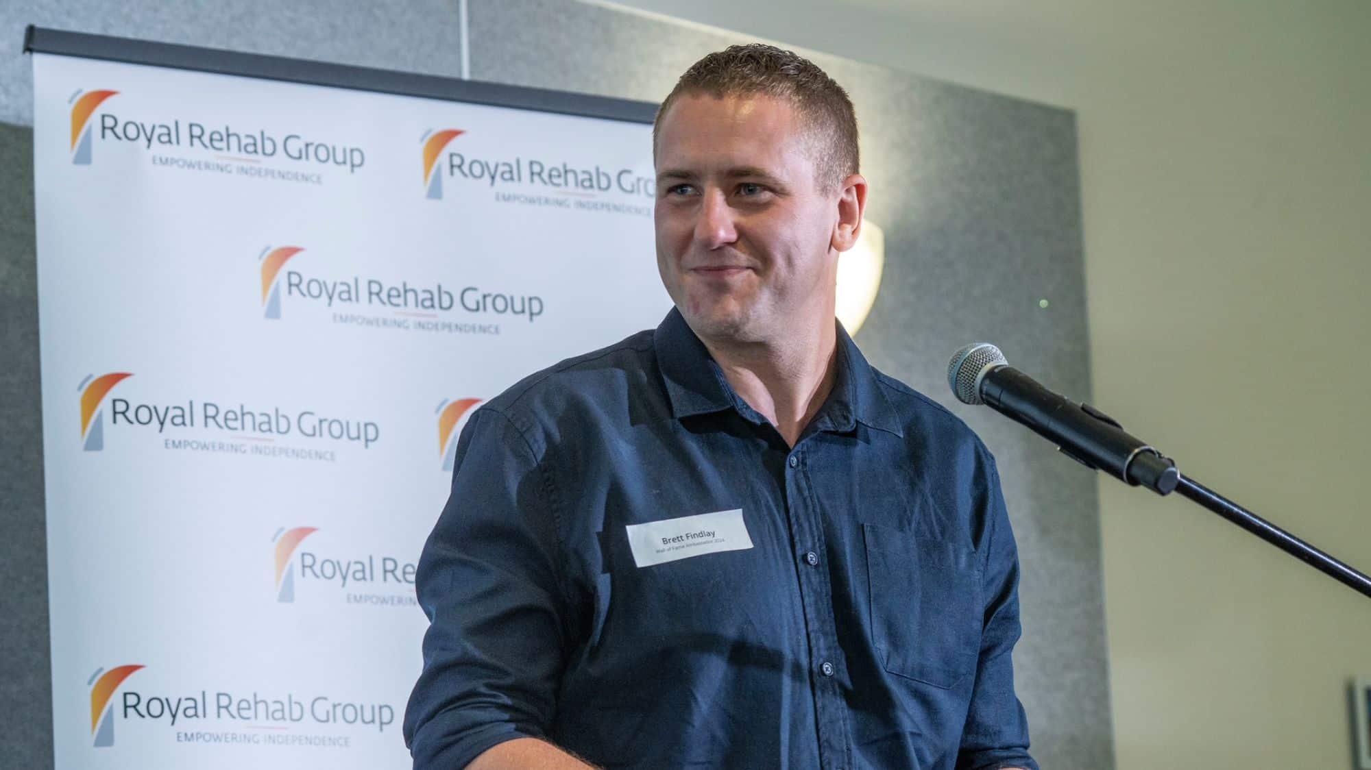 Brett Findlay public speaking at Royal Rehab Centre