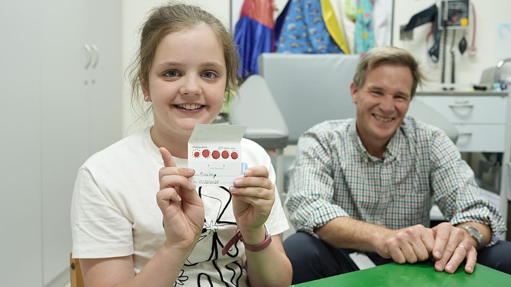 Dr Wentworth endocrinologist with a research participant