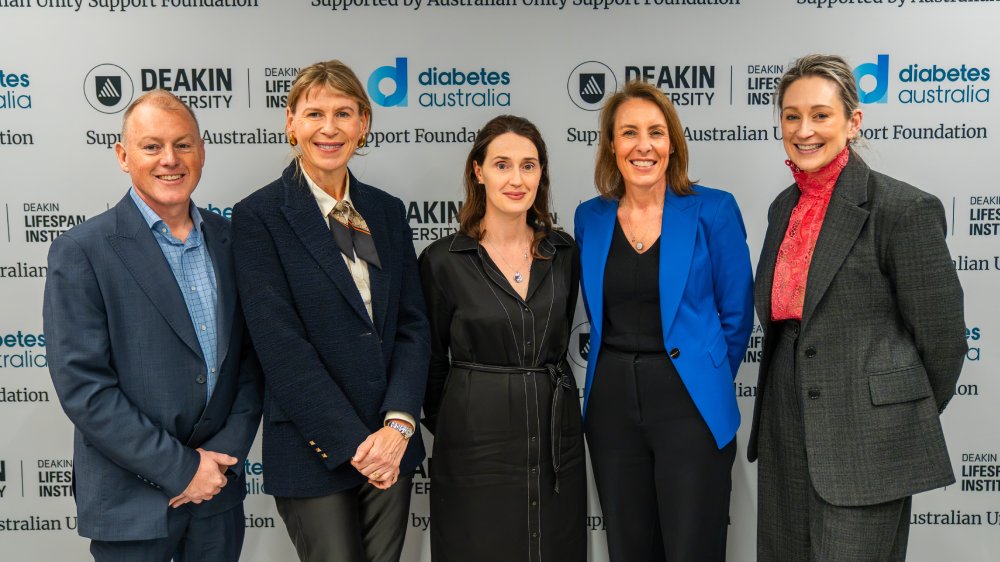 Executives from Diabetes Australia, Deakin University, and Australian Unity at the partnership launch
