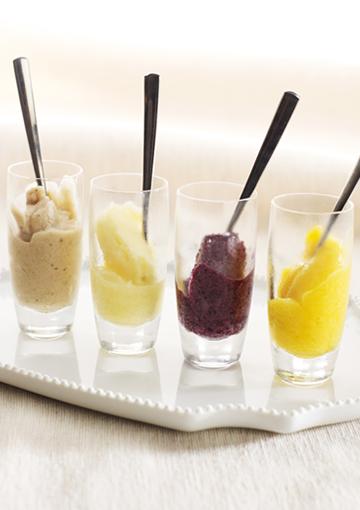 Sorbet in shot glasses with spoons
