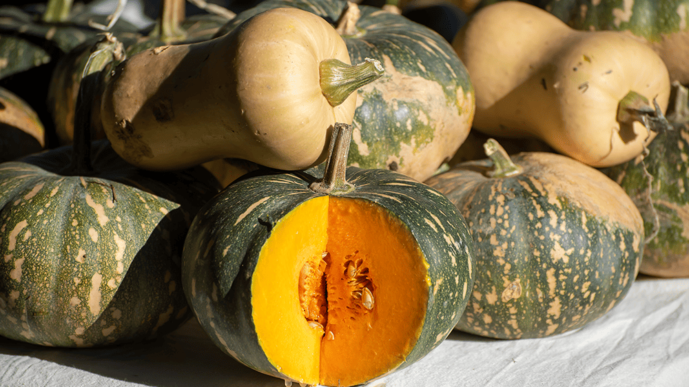 pumpkins on a market stall