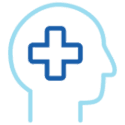Illustration of person's head and medical icon