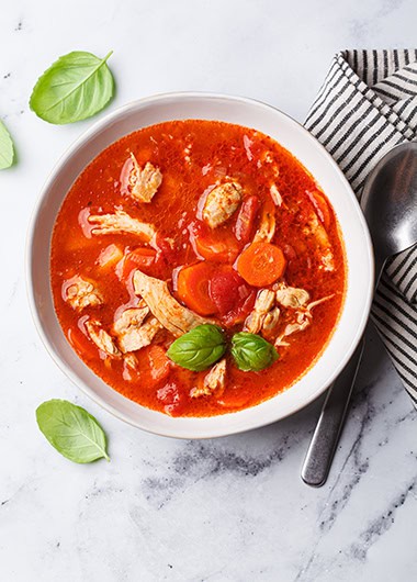 Tomato soup in bowl