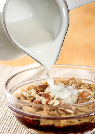 hot breakfast cereal with milk poured on top
