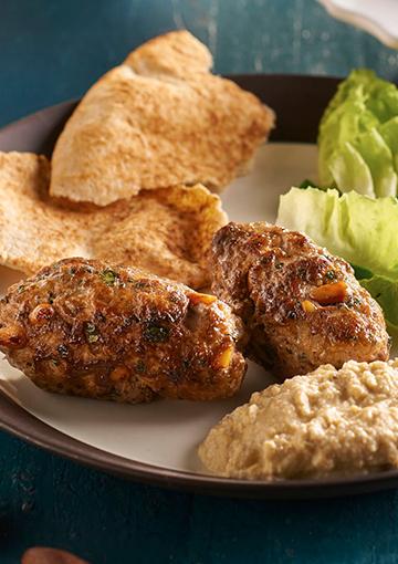 koftas with hummus and pita bread