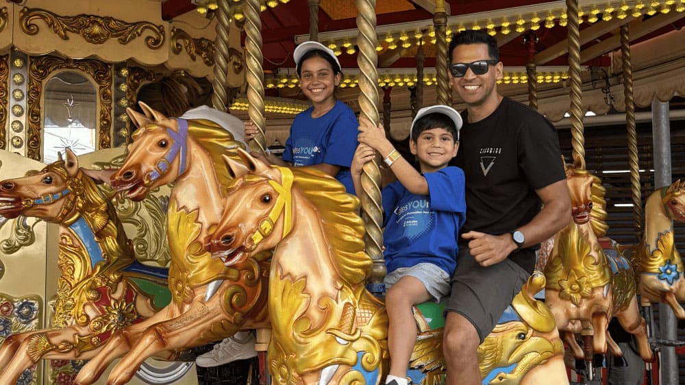 Family at Luna Park event for children living with diabetes and their families