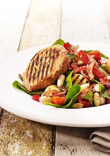 pork medallions with salad