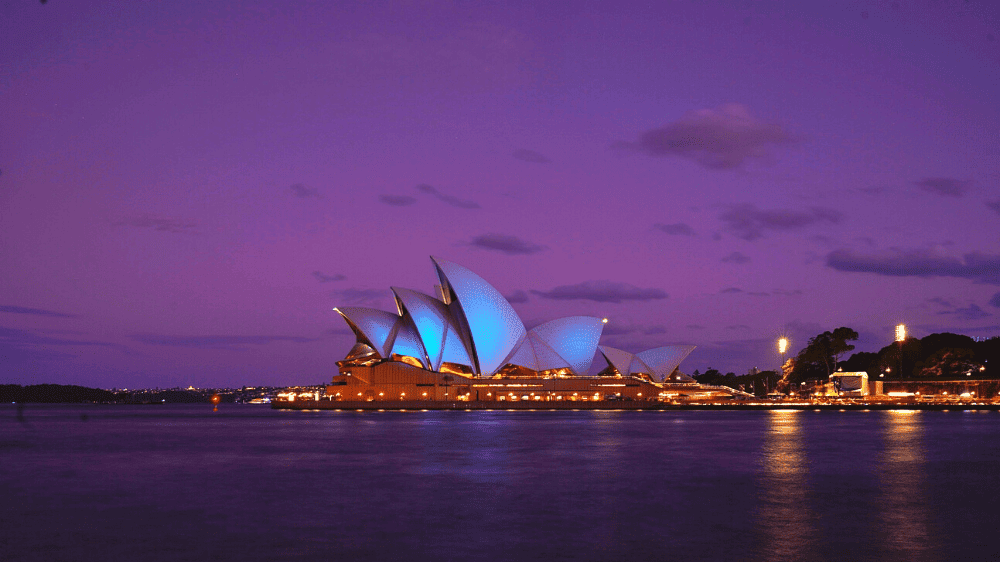 Sydney Opera House sails lit up blue - promote unite for change