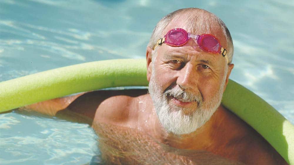 senior man in pool