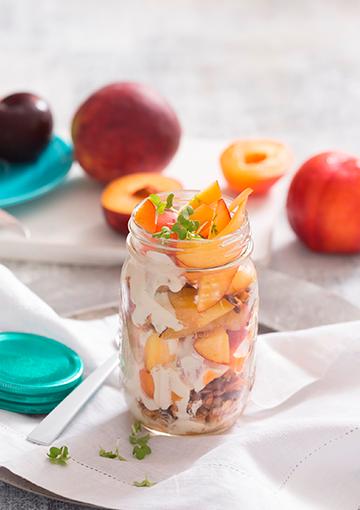 stonefruit jars with coconut and yoghurt