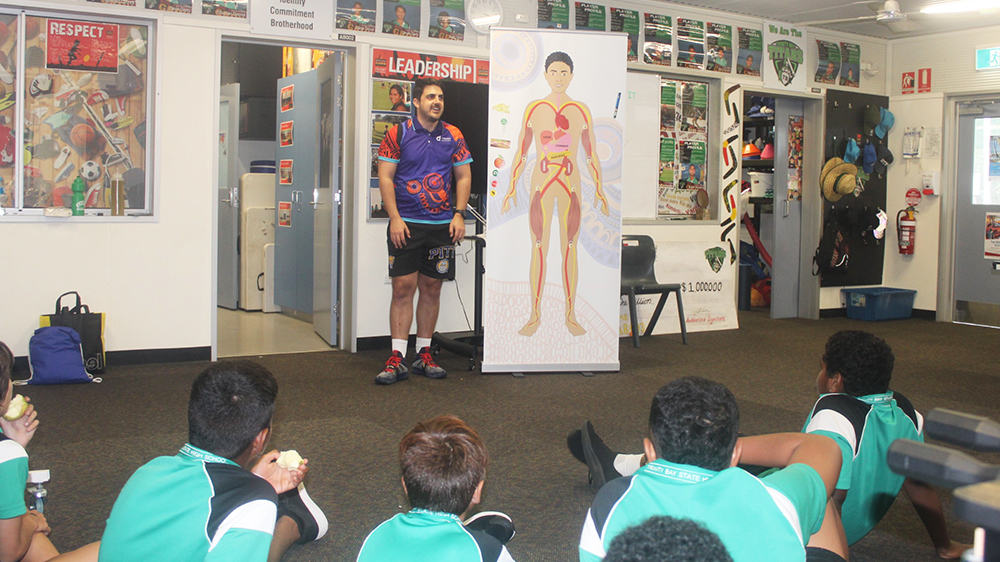 Diabetes Australia Accredited Exercise Physiologist and Credentialled Diabetes Educator at a high school event for Diabetes Yarning & Physical Activity