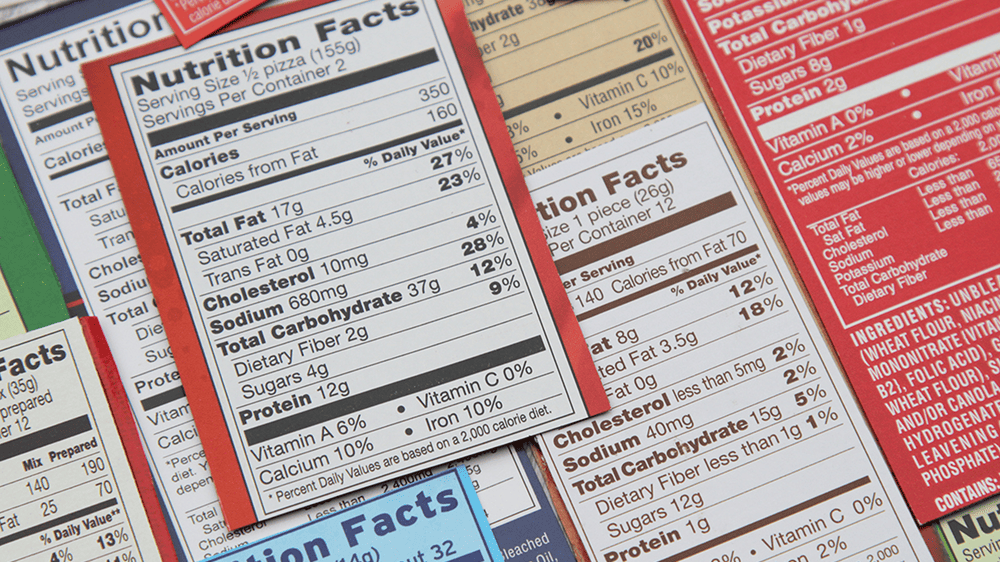 food nutritional information label reading on packaging