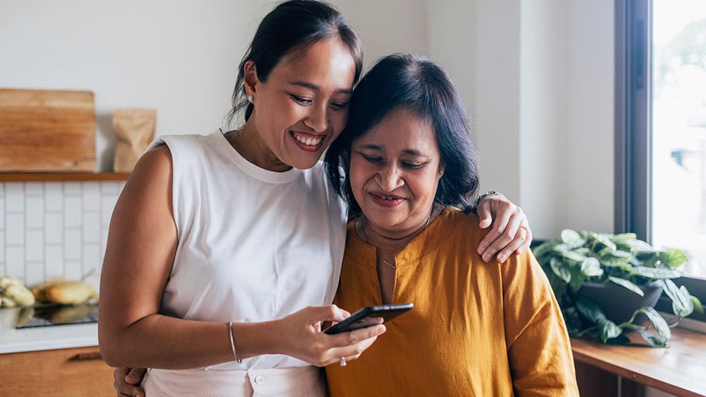 Women using a mobile phone