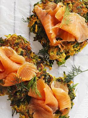 Vegetable Rosti with smoked salmon and dill