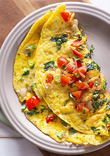 Veggie omelette on plate