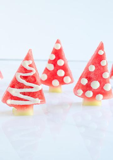 watermelon christmas trees with yoghurt