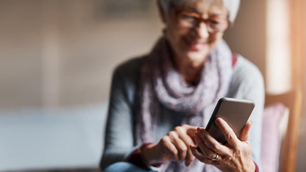 Woman using a phone app