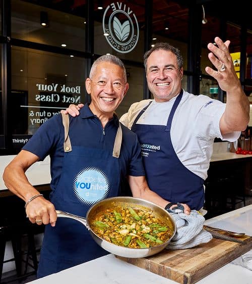 Diabetes Australia Ambassadors Miguel and Warren at cooking event
