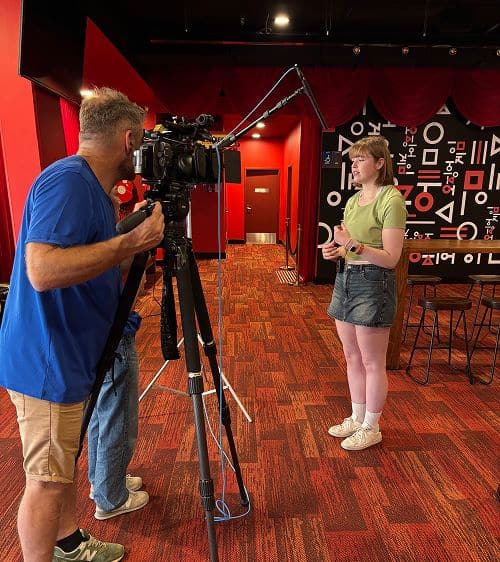 Diabetes Australia Youth Advocate giving interview to camera