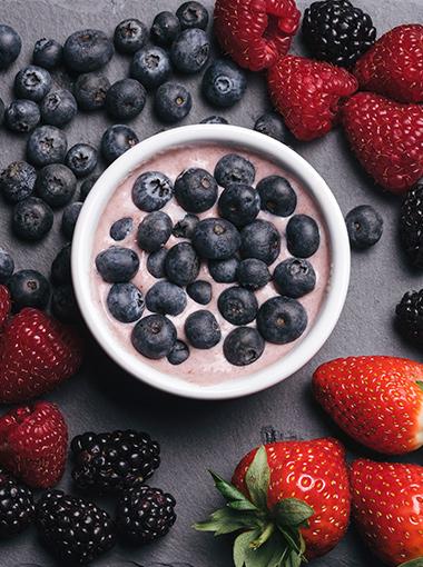 Berry Dessert with mixed berries in a serving dish