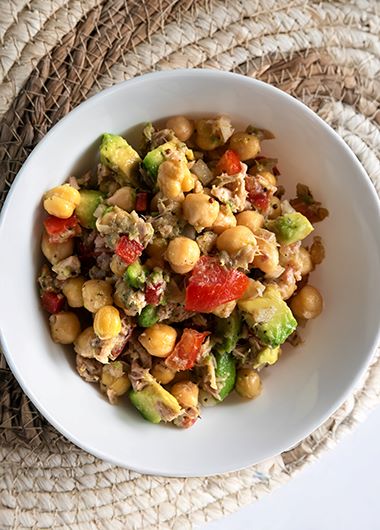 Chickpea salad in a bowl