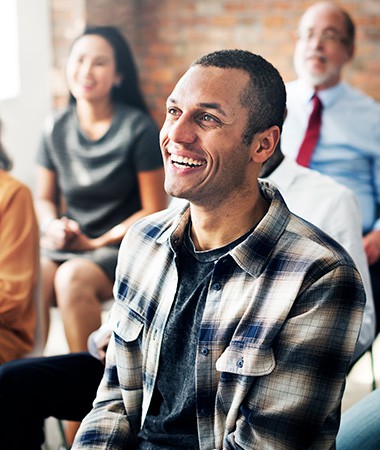 man at education workshop event 