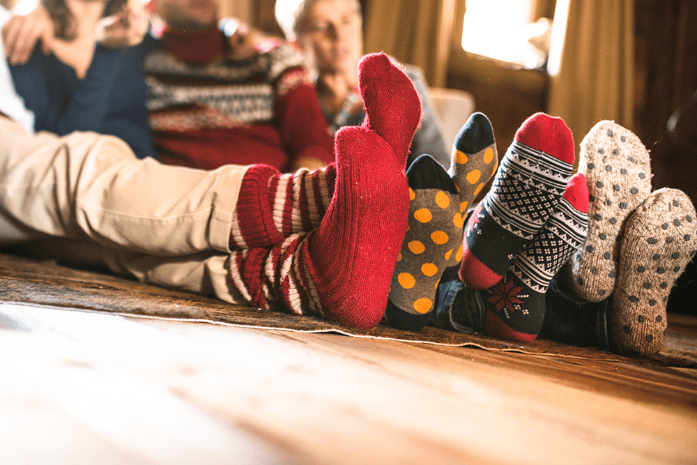 feet in wooly socks