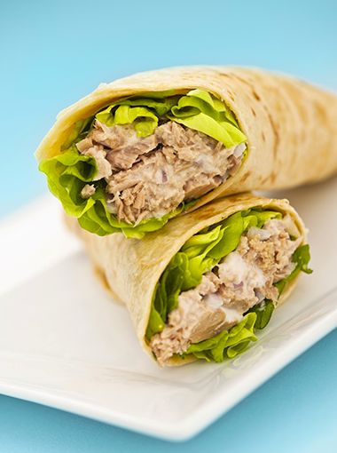 Tuna, cheese and vegetables in a wrap
