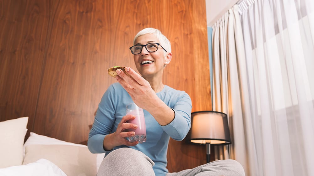 woman eating healthy snack