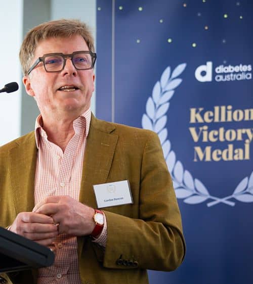 Diabetes Australia Ambassador Gordon Bunyan giving speech at Kellion Ceremony