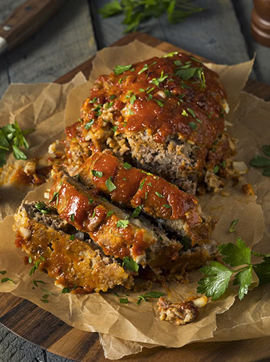Homemade Savory Spiced Meatloaf with Onion and Parsley