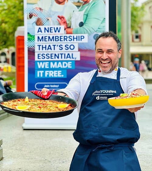 Headshot of celebrity chef Miguel Maestre at Diabetes Australia event