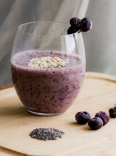 Overnight oats and chia mix in a glass
