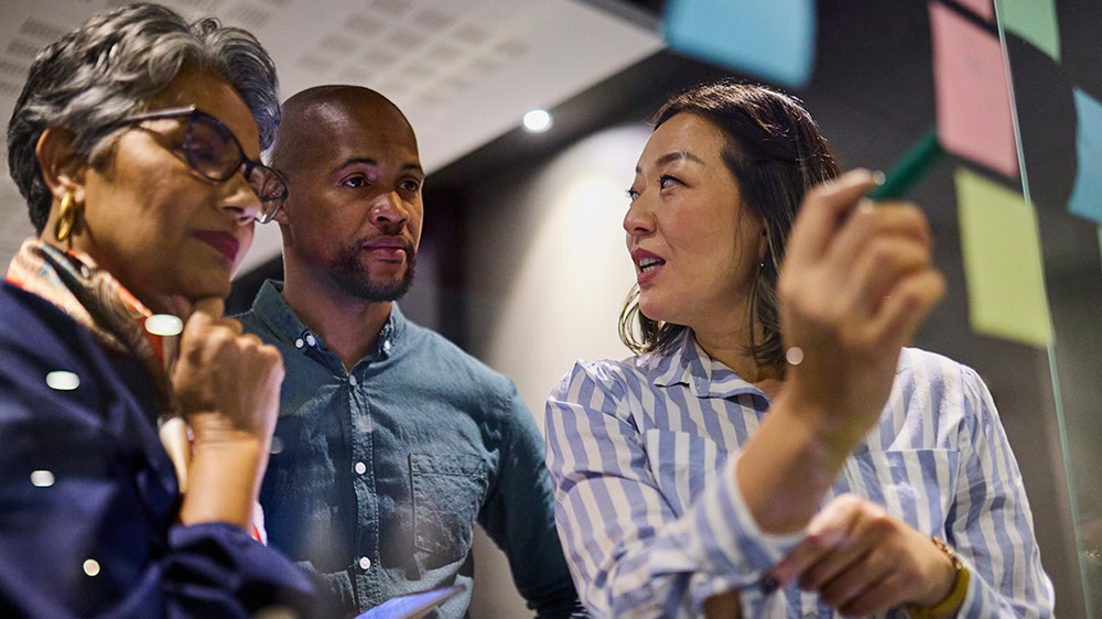 Professionals collaborating on a project