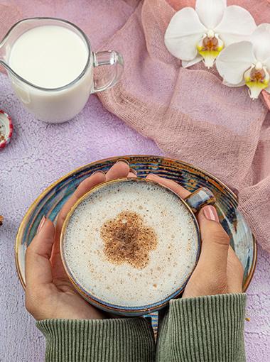 milk pudding Middle Eastern Sahlab in a cup