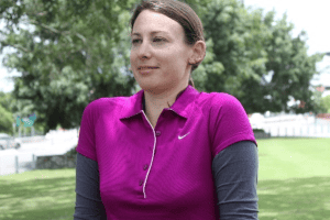 woman demonstrating raised shoulder lift