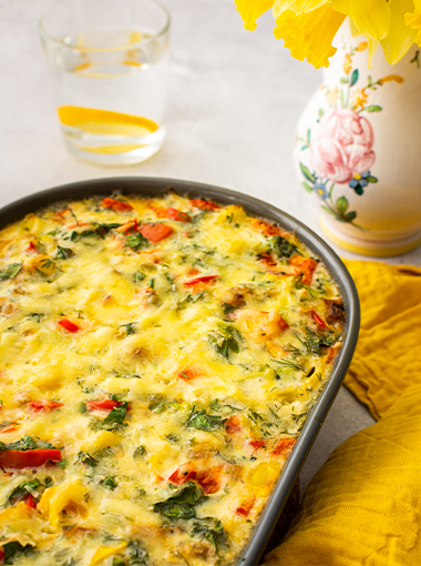 Vegetarian frittata in a pan