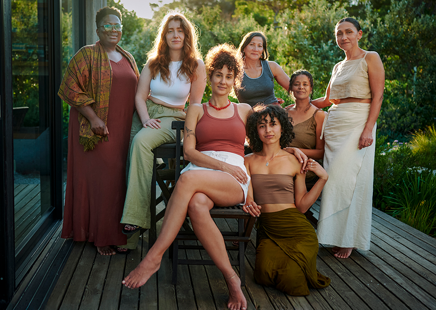 Group of mixed age, mixed race women outisde