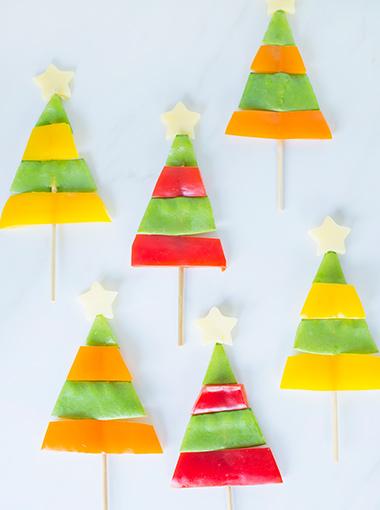 Veggie Christmas Trees on wooden skewers